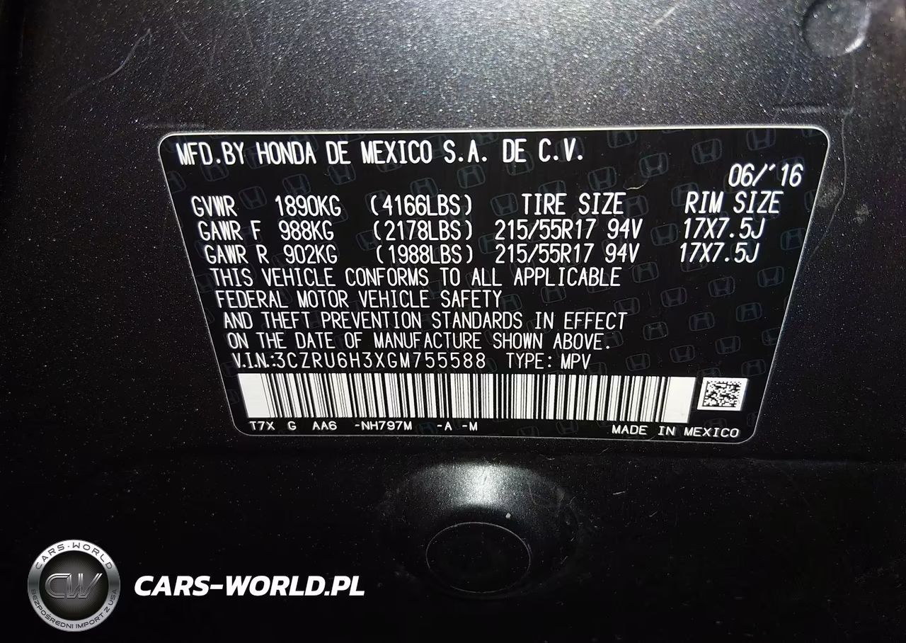 2016 Honda Hr-V Lx VIN:3CZRU6H3XGM755588 - 9