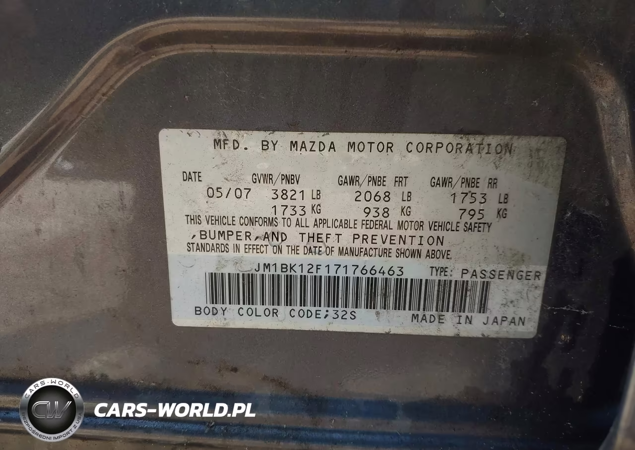 2007 Mazda Mazda3 I VIN:JM1BK12F171766463 - 9