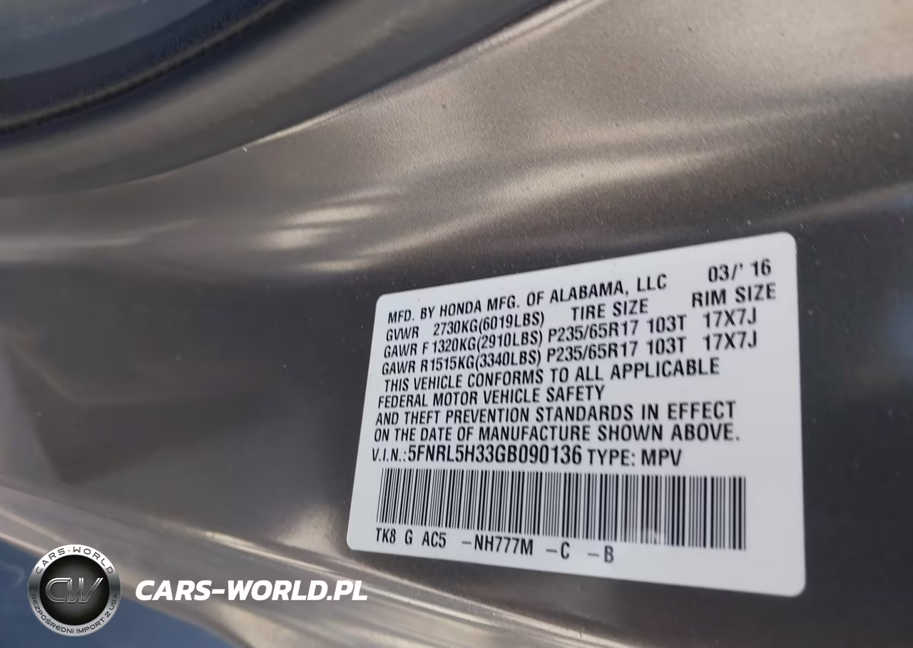 2016 Honda Odyssey Se VIN:5FNRL5H33GB090136 - 9