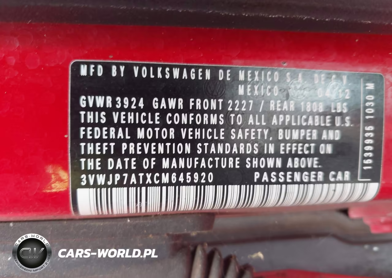 2012 Volkswagen Beetle 2.5L VIN:3VWJP7ATXCM645920 - 9