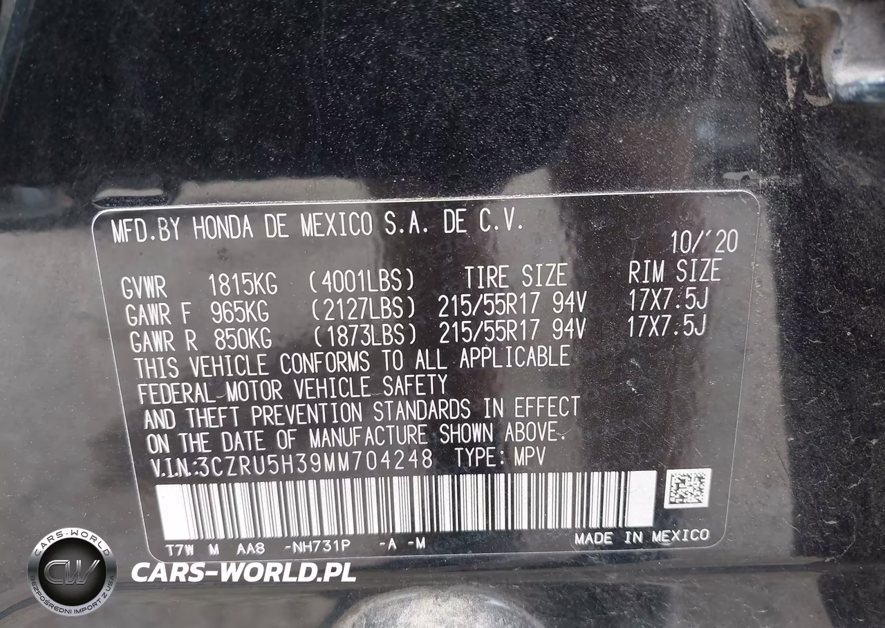 2021 Honda Hr-V 2Wd Lx VIN:3CZRU5H39MM704248 - 9