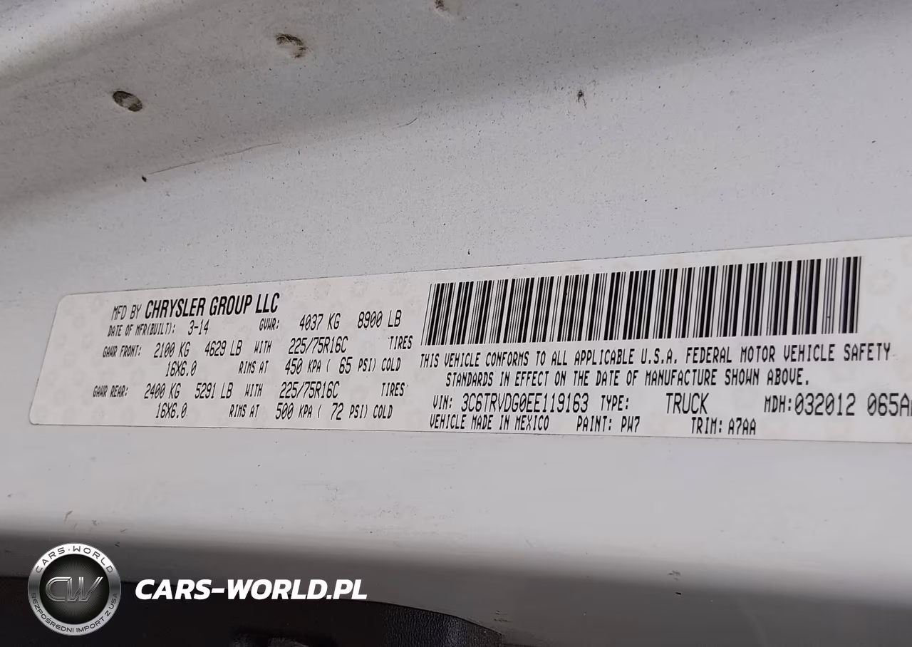 2014 Ram Promaster 2500 High Roof VIN:3C6TRVDG0EE119163 - 9