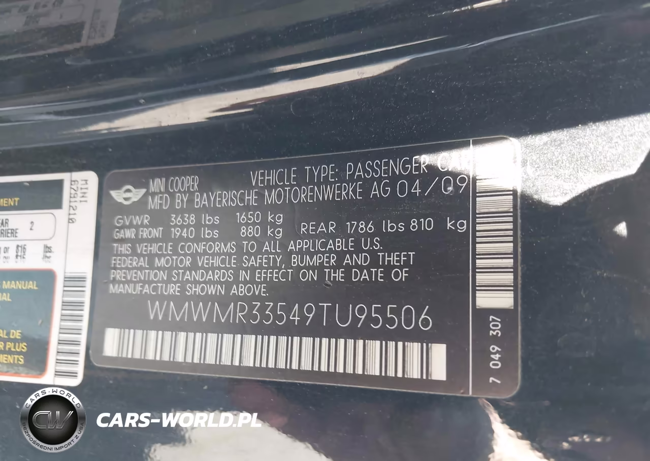 2009 Mini Cooper VIN:WMWMR33549TU95506 - 9