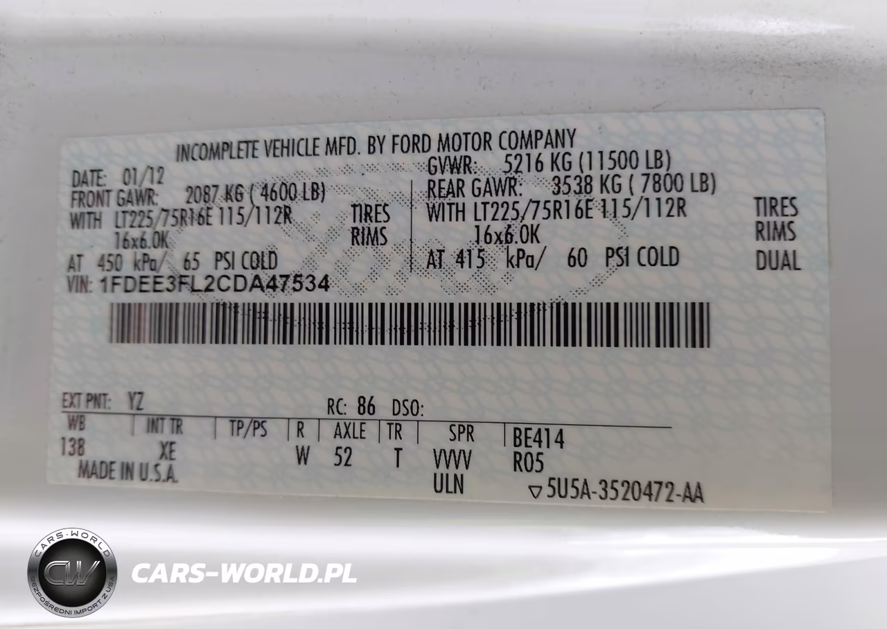 2012 Ford E-350 Cutaway VIN:1FDEE3FL2CDA47534 - 8