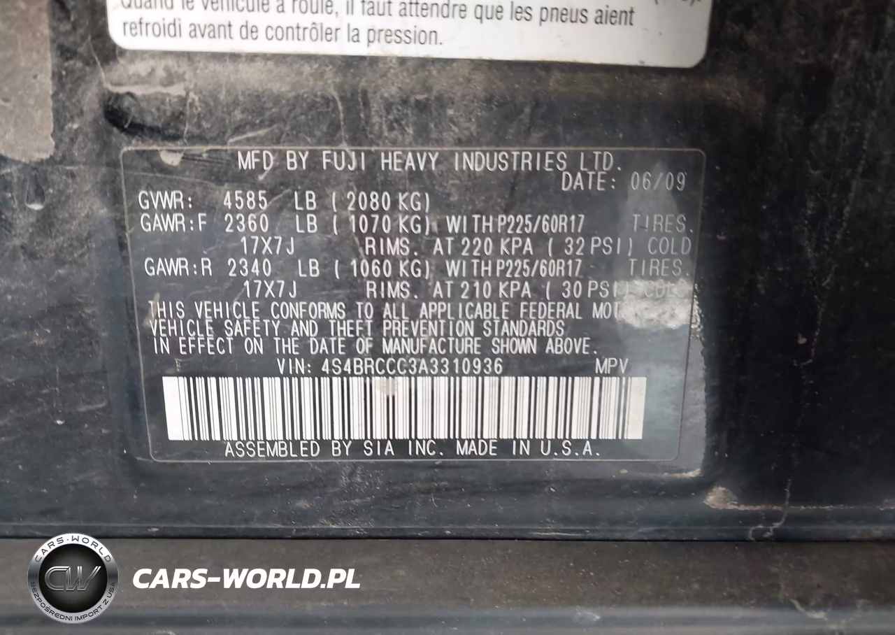 2010 Subaru Outback 2.5I Premium VIN:4S4BRCCC3A3310936 - 9