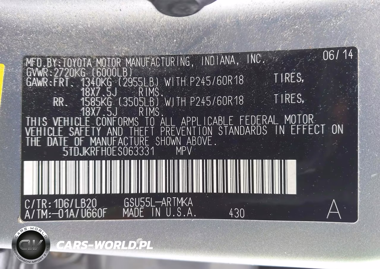 2014 Toyota Highlander Xle V6 VIN:5TDJKRFH0ES063331 - 9