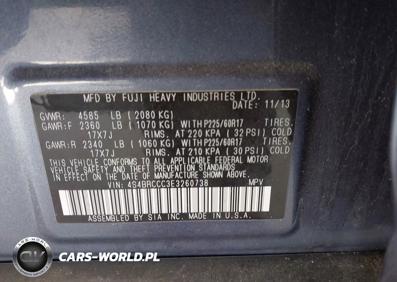 2014 Subaru Outback 2.5I Premium VIN:4S4BRCCC3E3260738 - 9