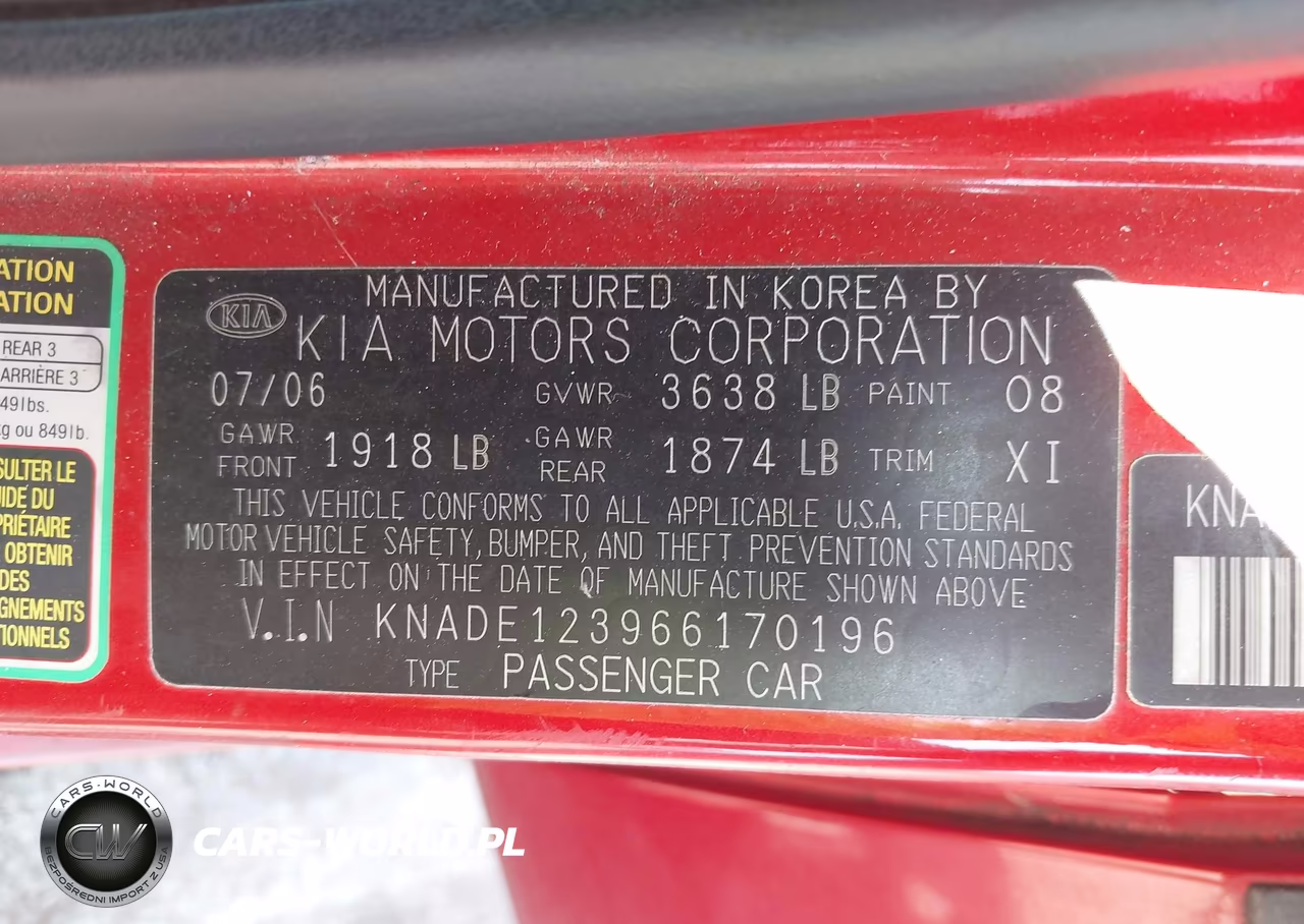 2006 Kia Rio Lx VIN:KNADE123966170196 - 9