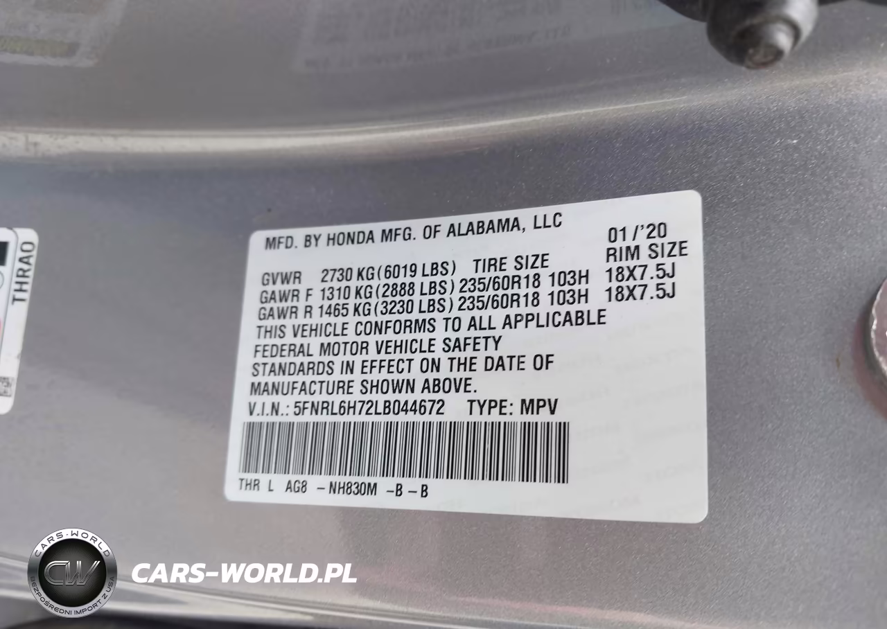 2020 Honda Odyssey Ex-L-Ex-L W-Navi Res VIN:5FNRL6H72LB044672 - 9
