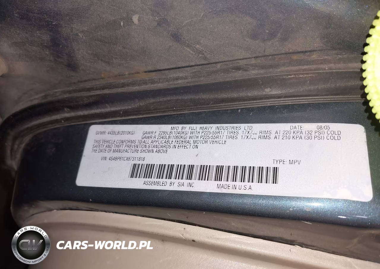 2006 Subaru Outback 2.5I VIN:4S4BP61CX67311818 - 9