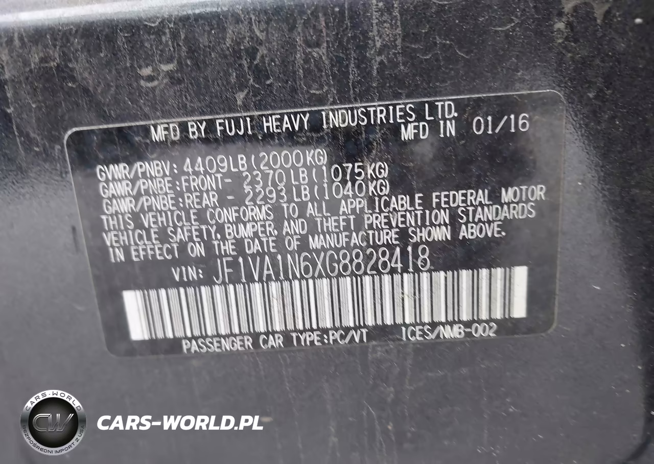 2016 Subaru Wrx Limited VIN:JF1VA1N6XG8828418 - 9