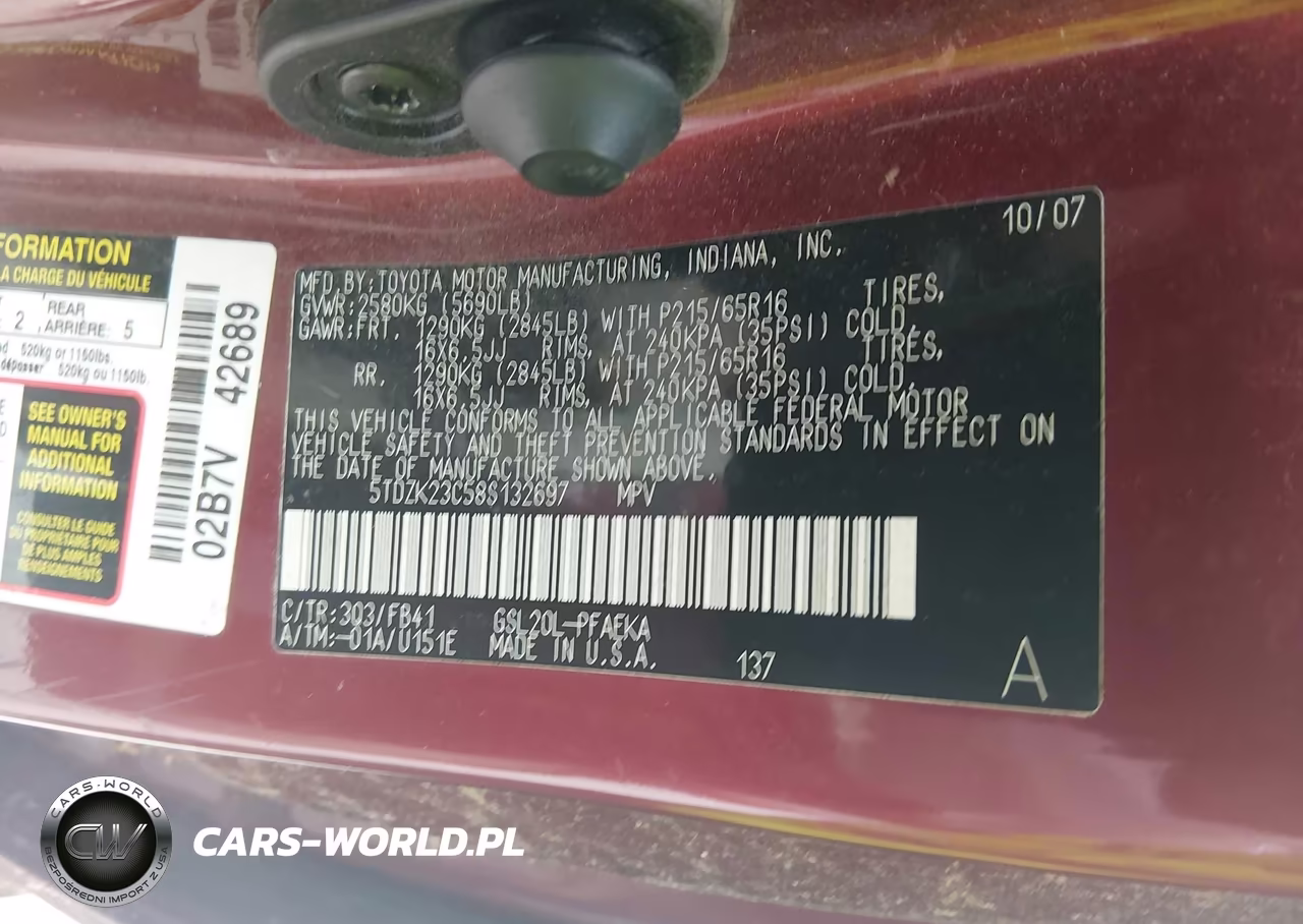 2008 Toyota Sienna Ce VIN:5TDZK23C58S132697 - 9