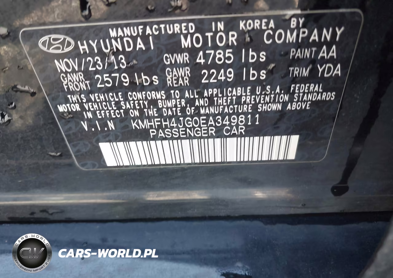2014 Hyundai Azera Limited VIN:KMHFH4JG0EA349811 - 9