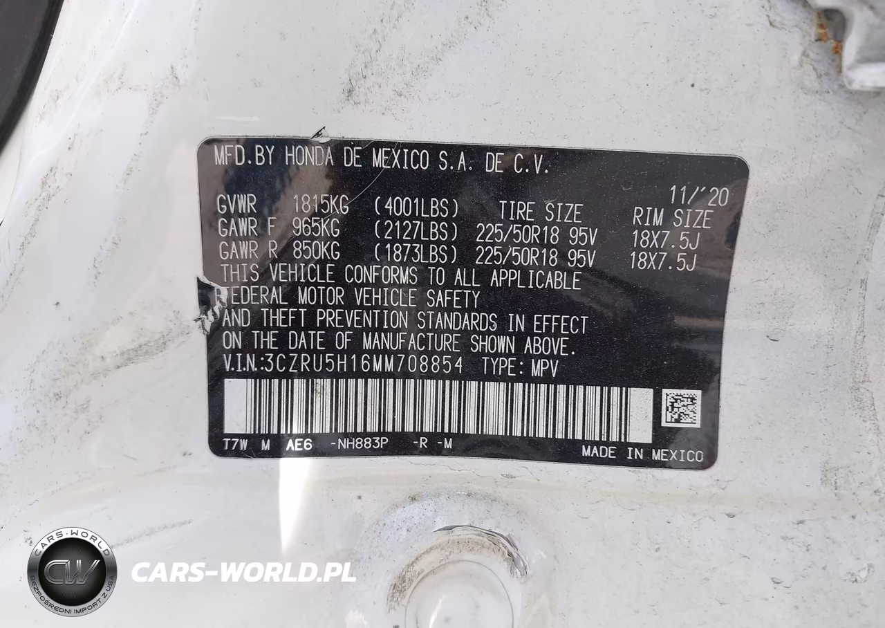 2021 Honda Hr-V 2Wd Sport VIN:3CZRU5H16MM708854 - 9