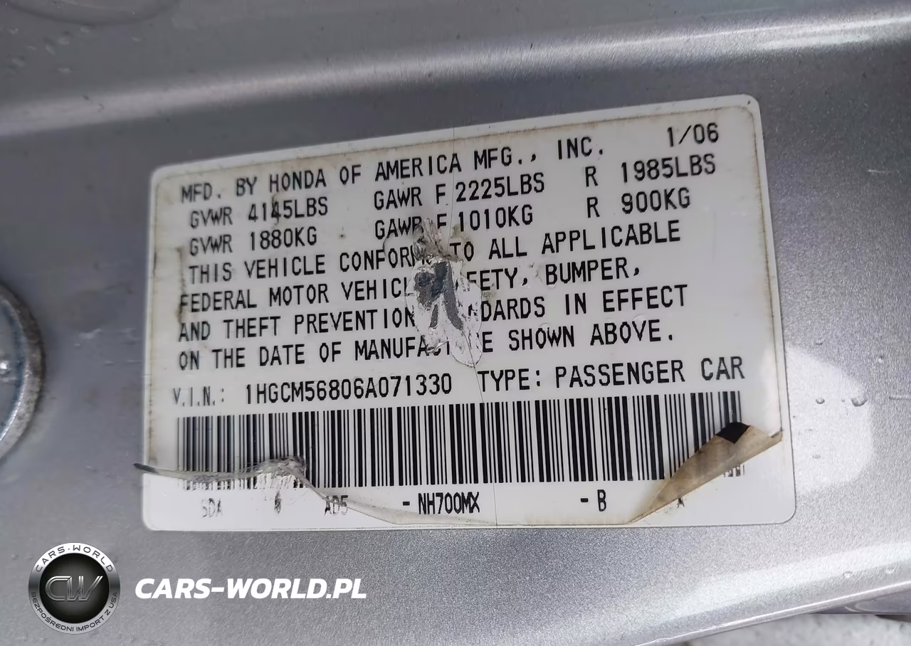 2006 Honda Accord 2.4 Ex VIN:1HGCM56806A071330 - 9