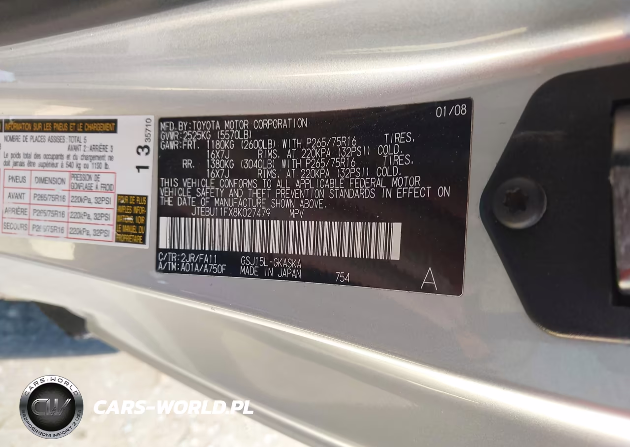 2008 Toyota Fj Cruiser VIN:JTEBU11FX8K027479 - 9