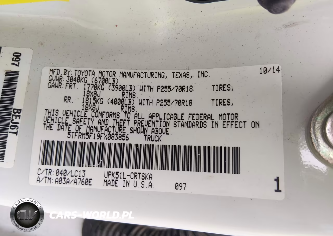 2015 Toyota Tundra Sr 4.6L V8 VIN:5TFRM5F19FX083856 - 9
