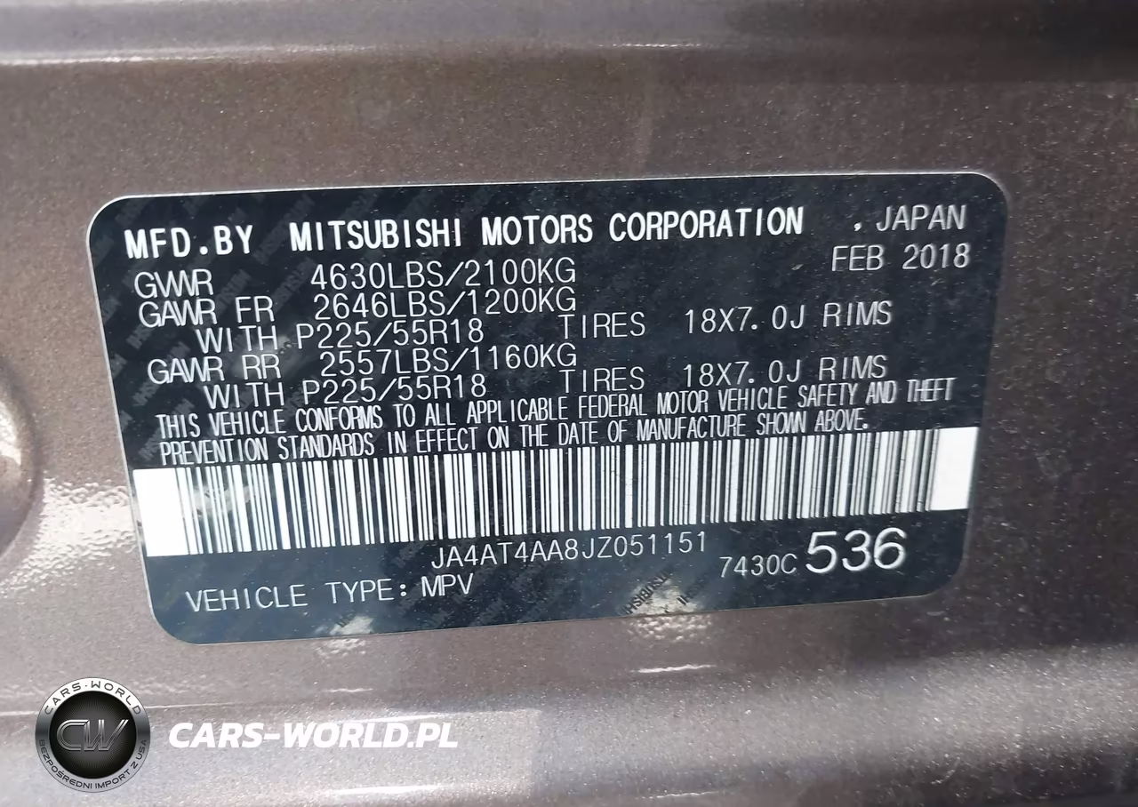 2018 Mitsubishi Eclipse Cross Le VIN:JA4AT4AA8JZ051151 - 9