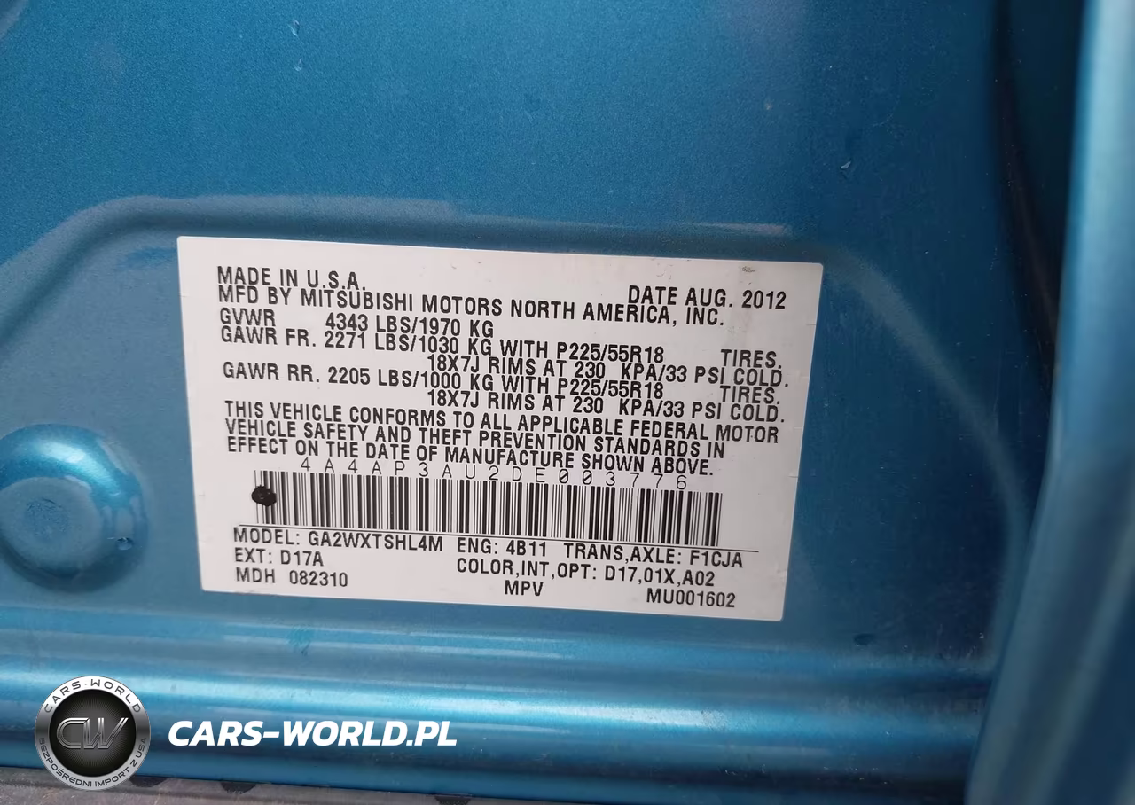 2013 Mitsubishi Outlander Sport Es VIN:4A4AP3AU2DE003776 - 9