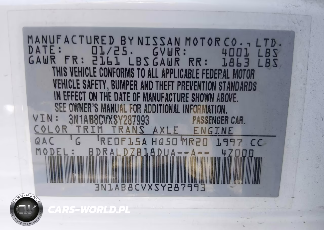 2025 Nissan Sentra Sv VIN:3N1AB8CVXSY287993 - 9