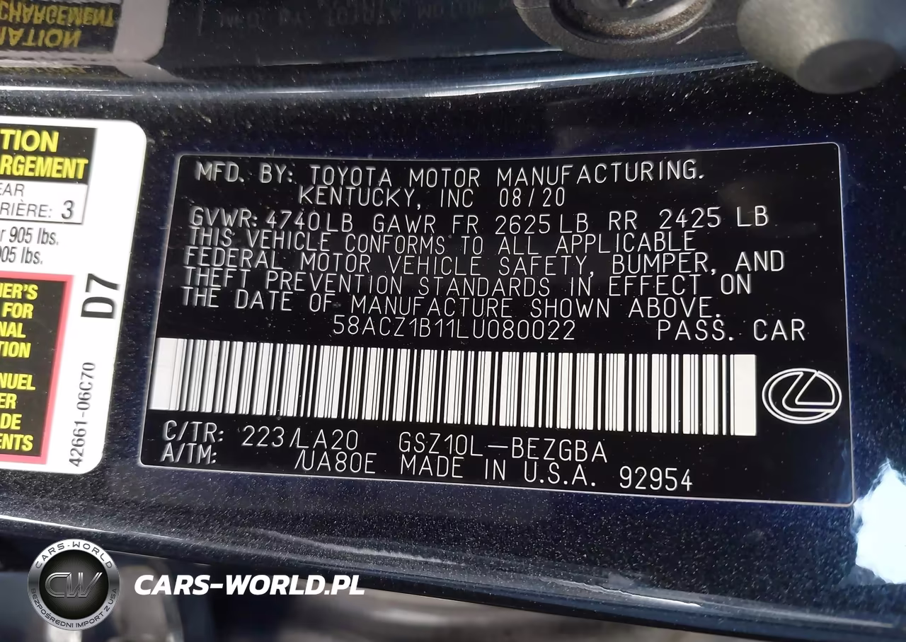 2020 Lexus Es 350 VIN:58ACZ1B11LU080022 - 9