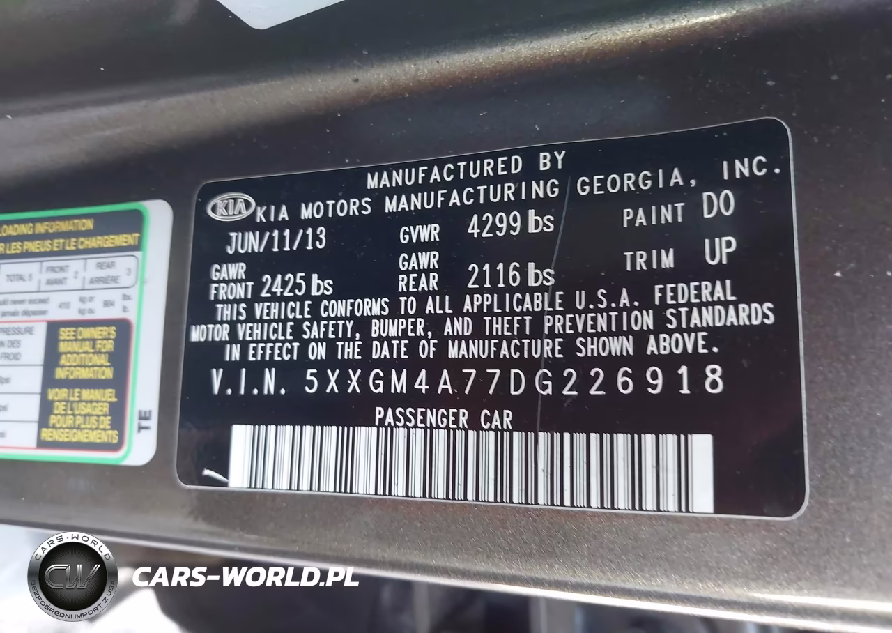 2013 Kia Optima Lx VIN:5XXGM4A77DG226918 - 9