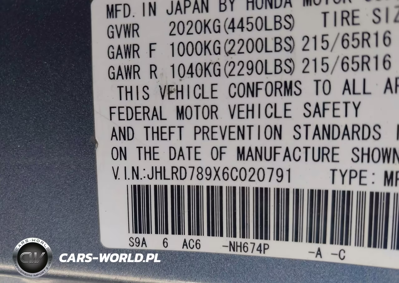 2006 Honda Cr-V Se VIN:JHLRD789X6C020791 - 9