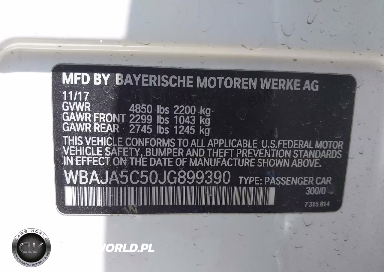 2018 BMW 530I VIN:WBAJA5C50JG899390 - 9