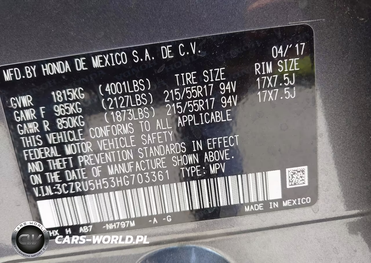 2017 Honda Hr-V Ex VIN:3CZRU5H53HG703361 - 9