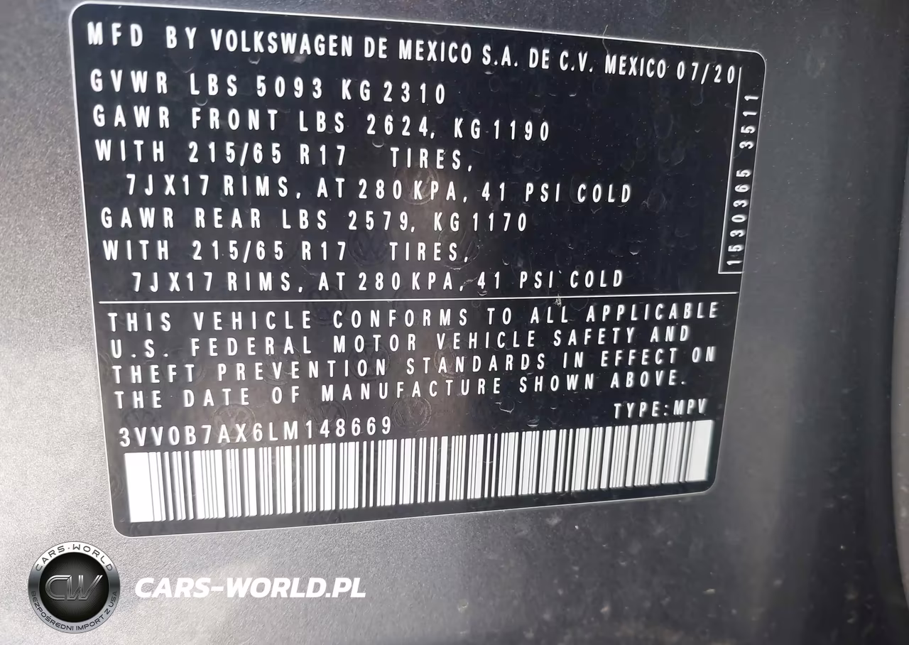 2020 Volkswagen Tiguan 2.0T S VIN:3VV0B7AX6LM148669 - 9