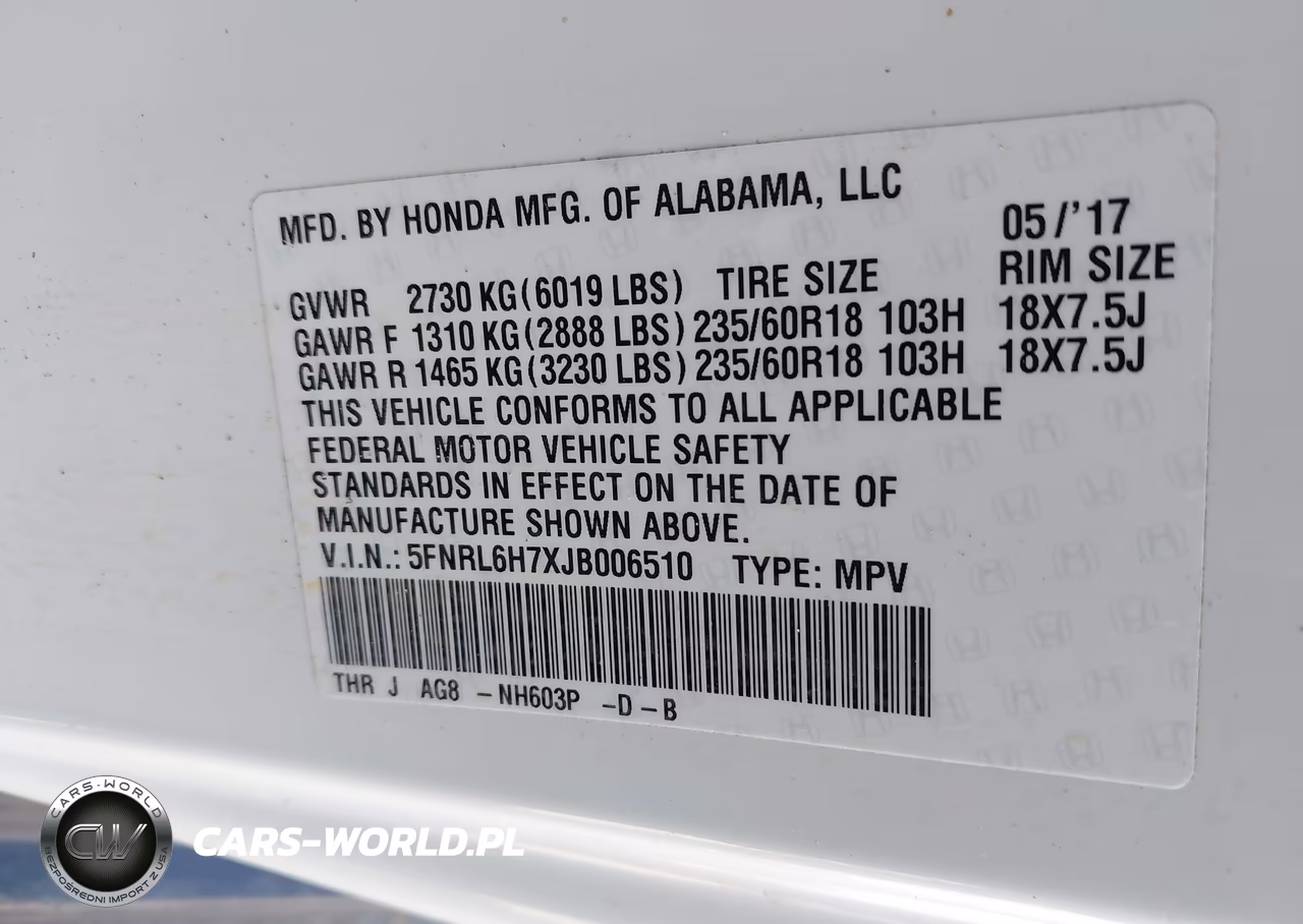 2018 Honda Odyssey Ex-L VIN:5FNRL6H7XJB006510 - 9