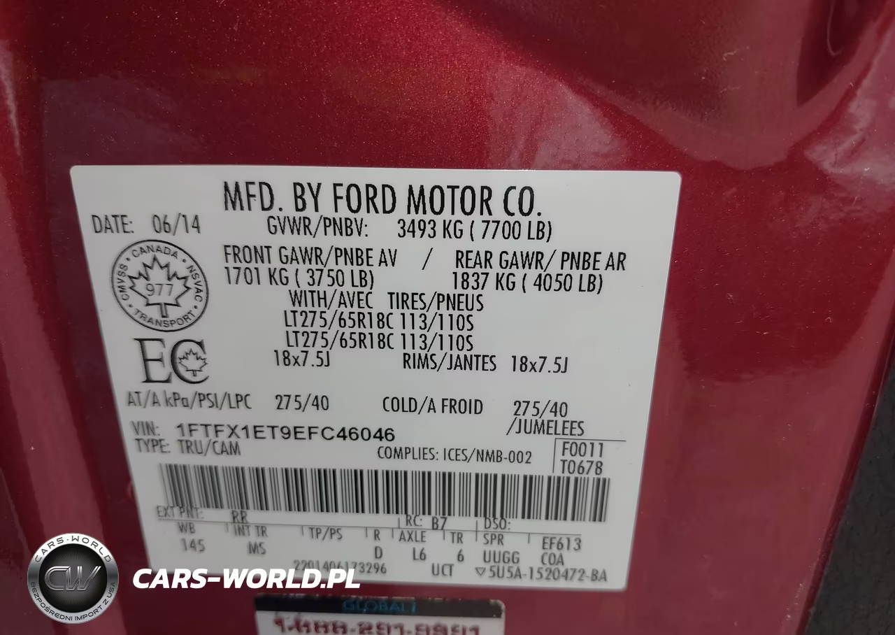 2014 Ford F-150 Xlt VIN:1FTFX1ET9EFC46046 - 9