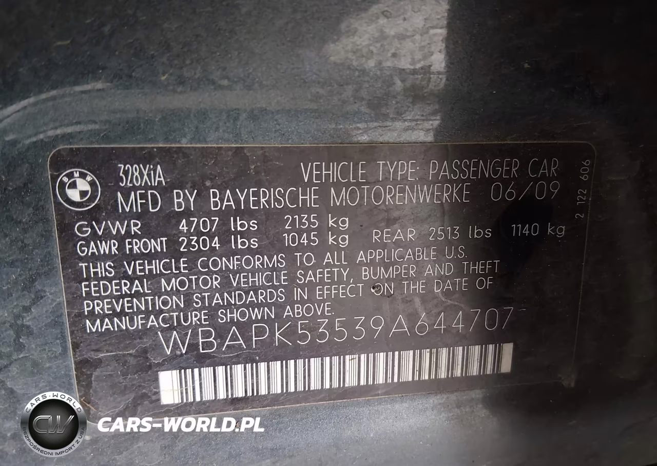 2009 BMW 328I xDrive VIN:WBAPK53539A644707 - 9
