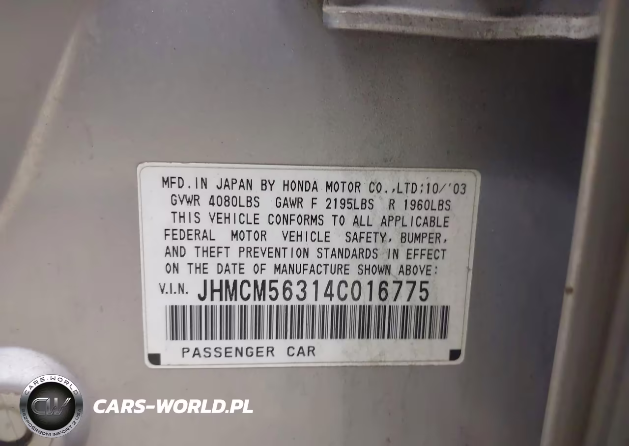 2004 Honda Accord 2.4 Lx VIN:JHMCM56314C016775 - 9
