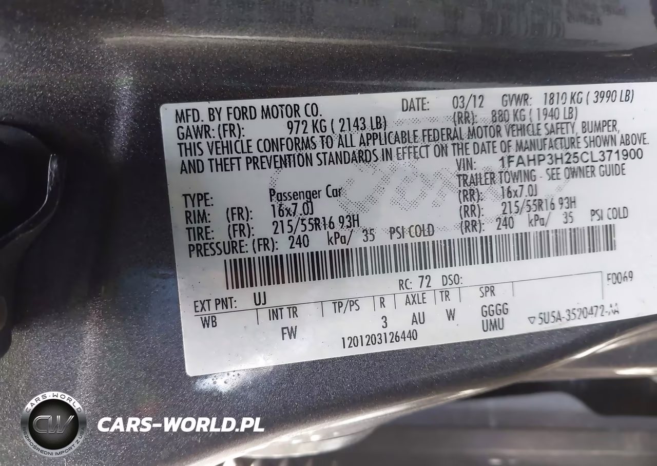 2012 Ford Focus Sel VIN:1FAHP3H25CL371900 - 9