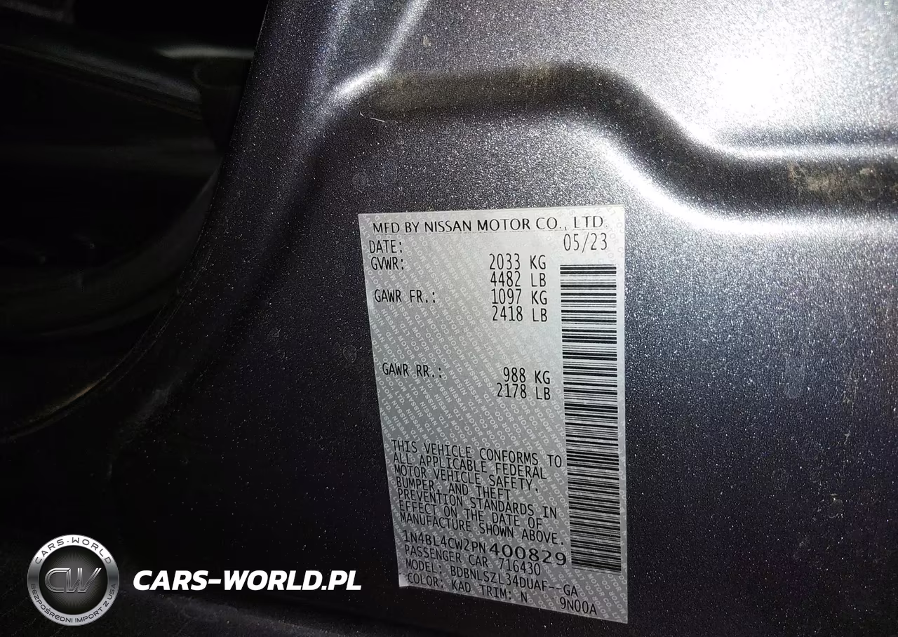 2023 Nissan Altima Sr Intelligent Awd VIN:1N4BL4CW2PN400829 - 9