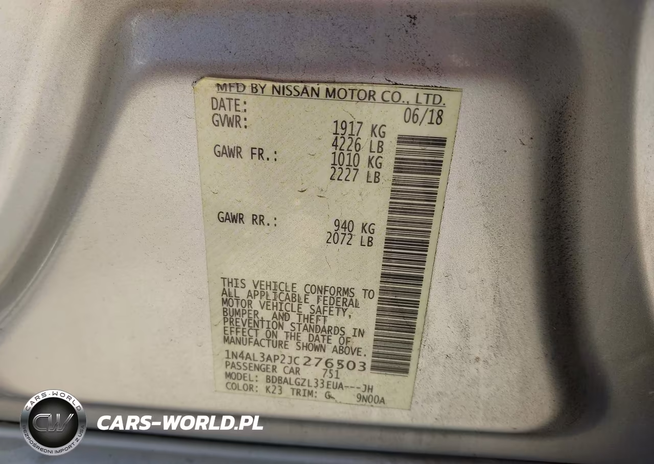 2018 Nissan Altima 2.5 S VIN:1N4AL3AP2JC276503 - 9