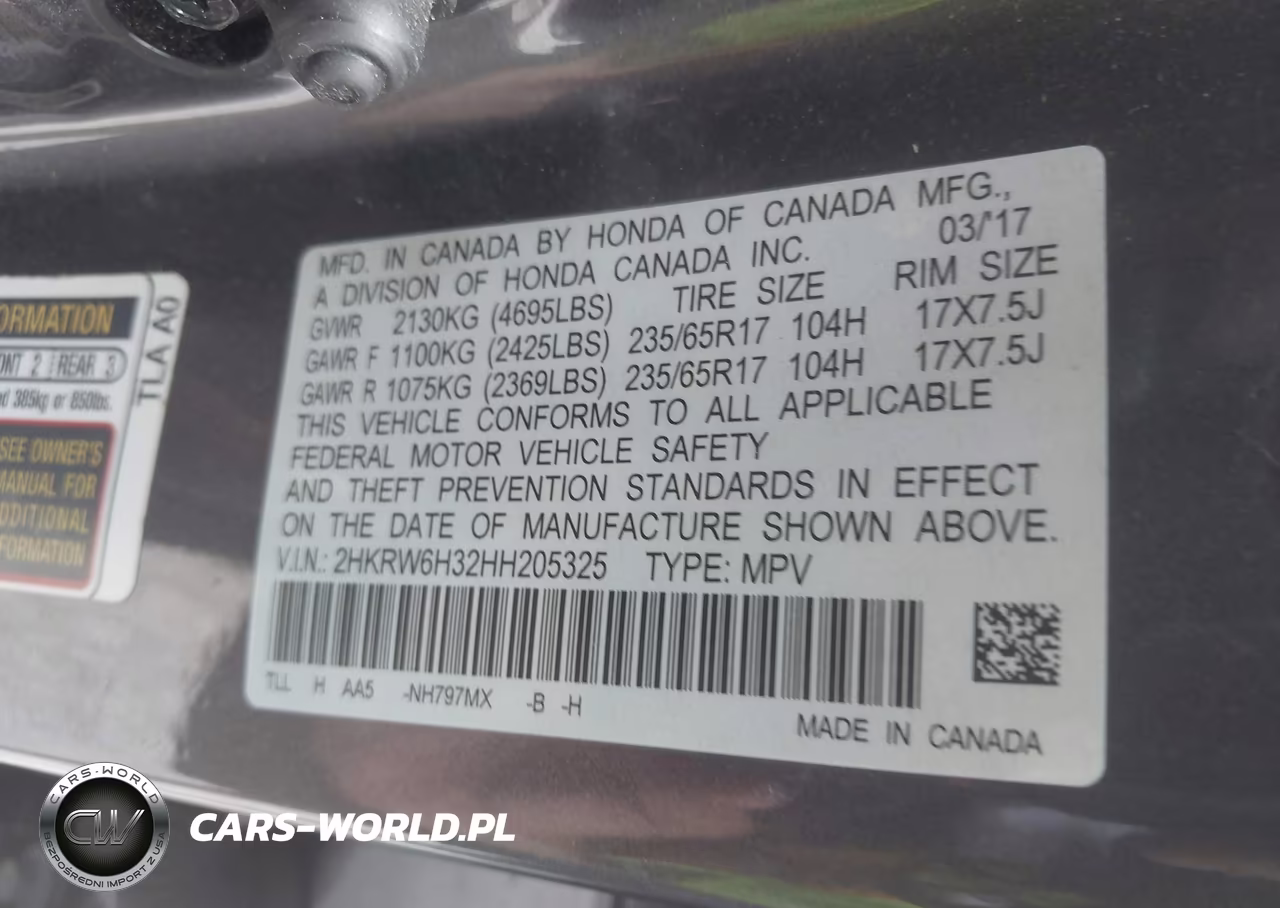 2017 Honda Cr-V Lx VIN:2HKRW6H32HH205325 - 9