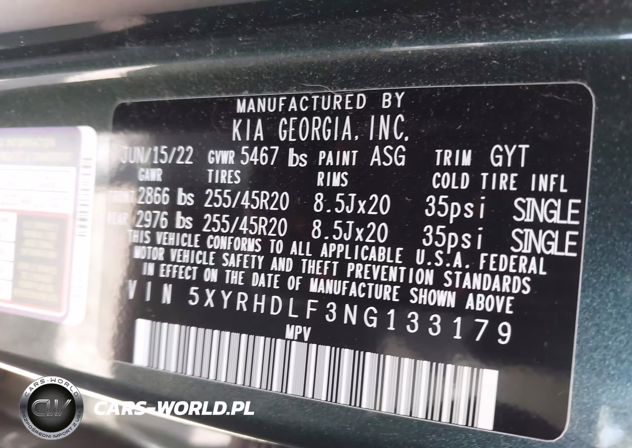 2022 Kia Sorento X-Line Ex VIN:5XYRHDLF3NG133179 - 9