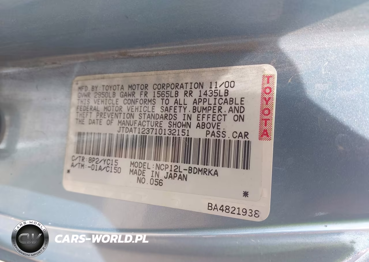 2001 Toyota Echo VIN:JTDAT123710132151 - 9