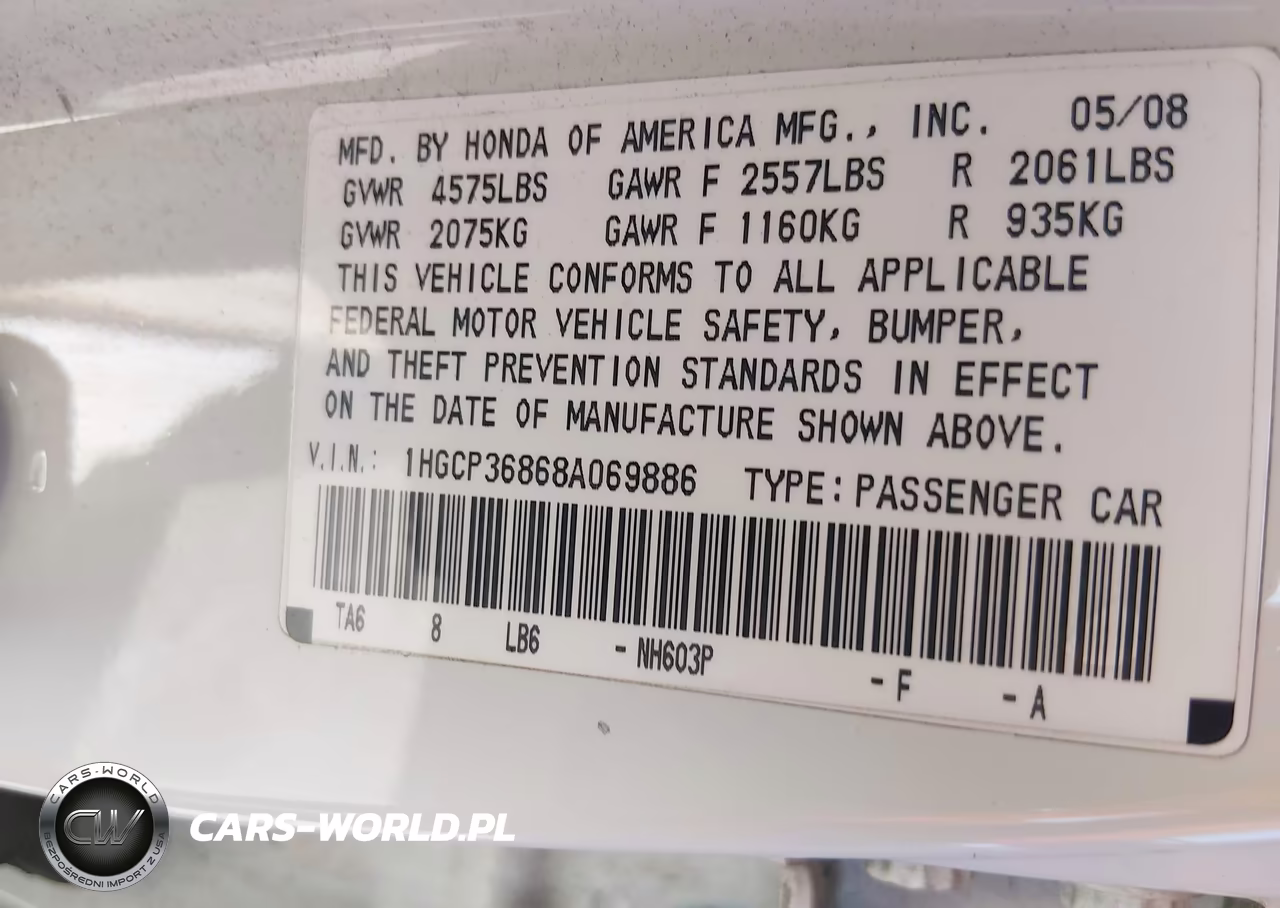 2008 Honda Accord 3.5 Ex-L VIN:1HGCP36868A069886 - 9