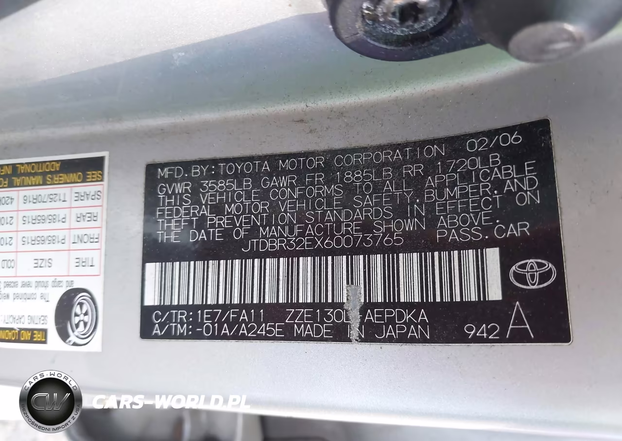 2006 Toyota Corolla Ce VIN:JTDBR32EX60073765 - 9