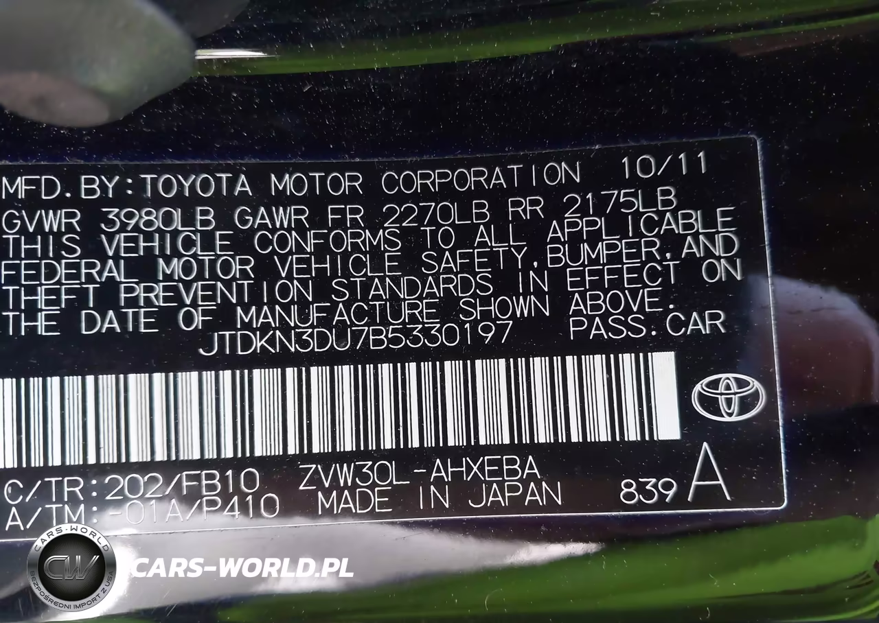 2011 Toyota Prius Two VIN:JTDKN3DU7B5330197 - 9