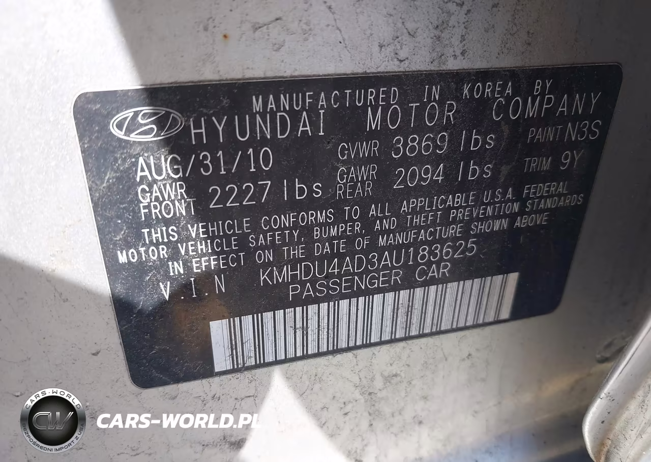 2010 Hyundai Elantra Gls VIN:KMHDU4AD3AU183625 - 9