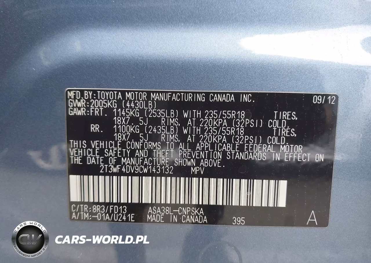 2012 Toyota Rav4 Sport VIN:2T3WF4DV9CW143132 - 9
