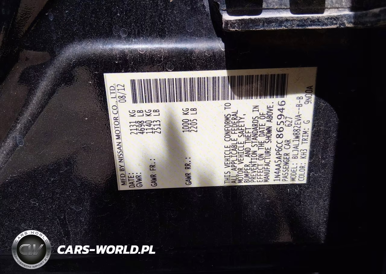 2012 Nissan Maxima 3.5 Sv VIN:1N4AA5AP6CC865946 - 9