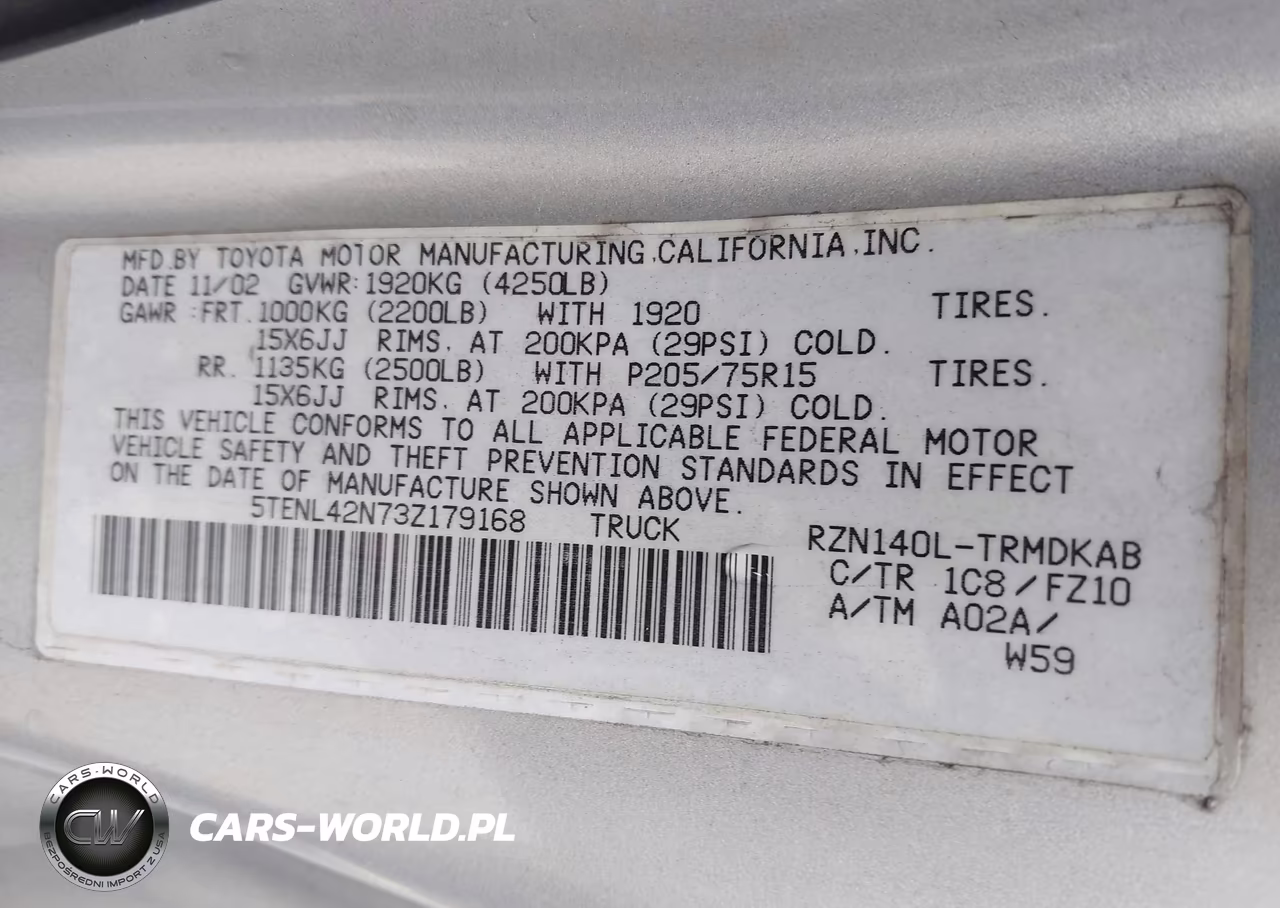 2003 Toyota Tacoma VIN:5TENL42N73Z179168 - 9