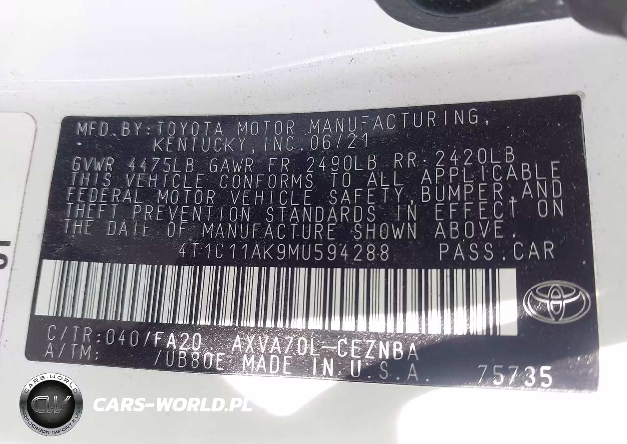2021 Toyota Camry Le VIN:4T1C11AK9MU594288 - 9