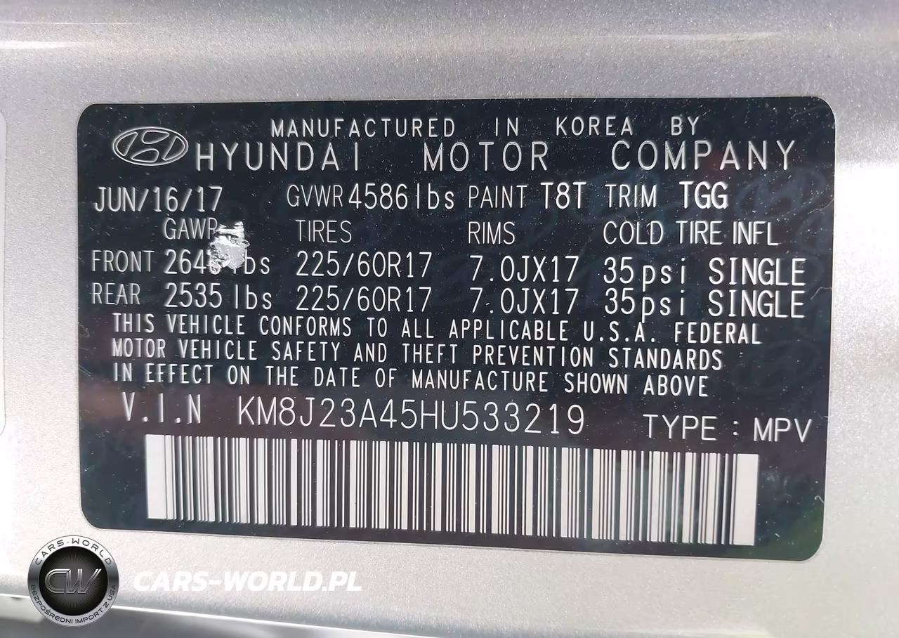 2017 Hyundai Tucson Se VIN:KM8J23A45HU533219 - 9