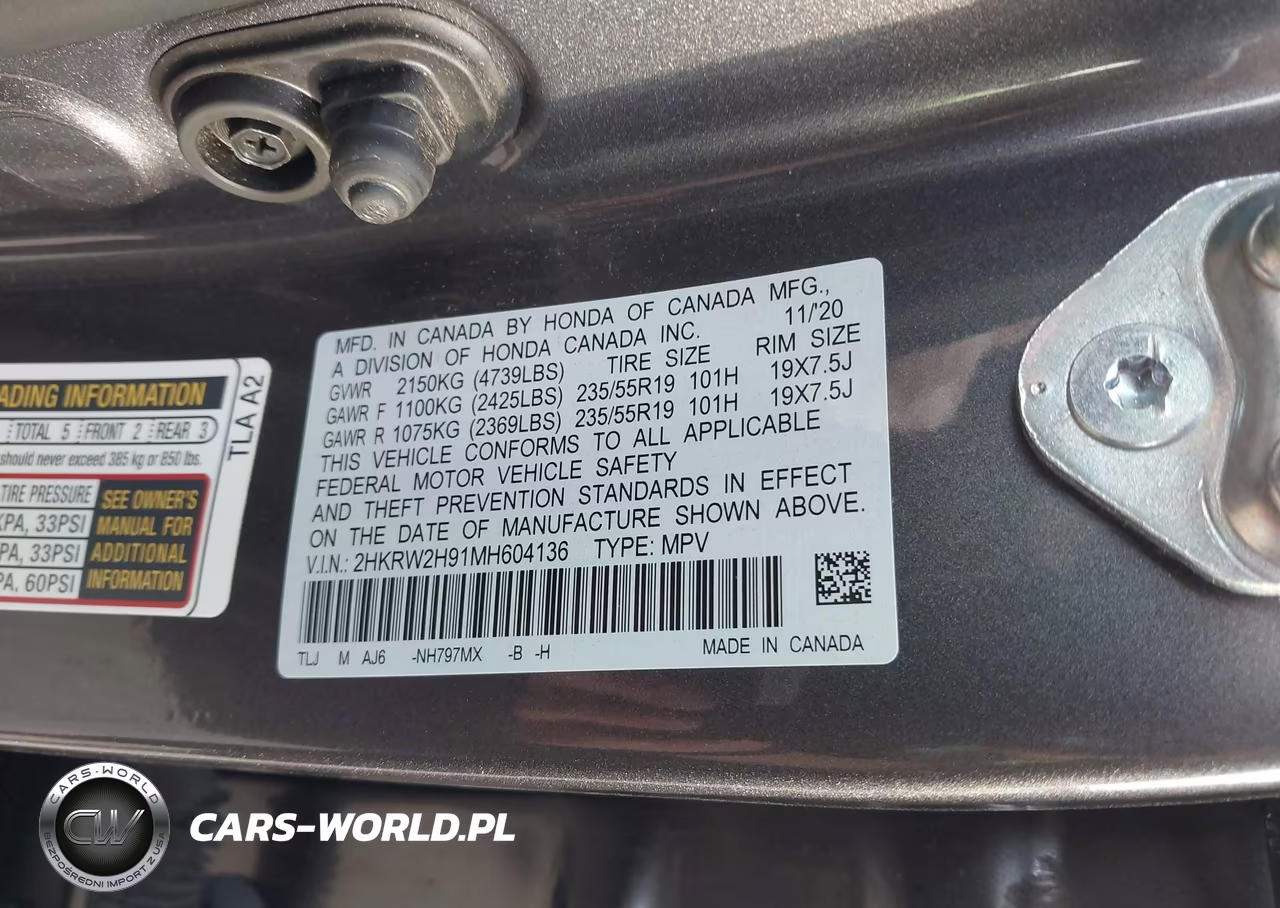 2021 Honda Cr-V Awd Touring VIN:2HKRW2H91MH604136 - 9